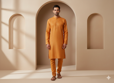 मैरीगोल्ड ऑरेंज प्लेन कॉटन लिनन फ़ैब्रिक