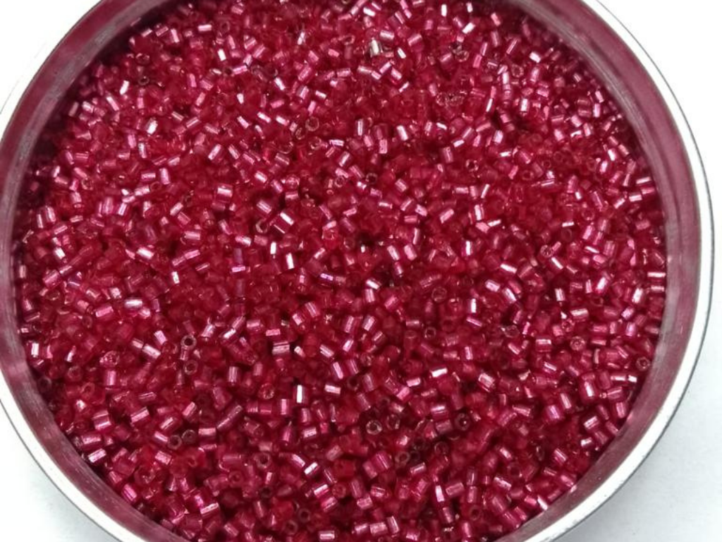 Red Silverline 2 Cut Glass Seed Beads- 2 mm