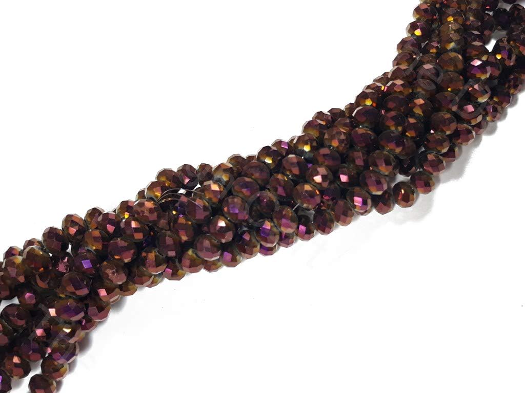 Purple Metallic Rondelle Faceted Crystal Beads