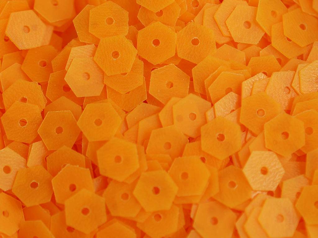 Orange 1 Hole Hexagonal Plastic Sequins (1809419075618)