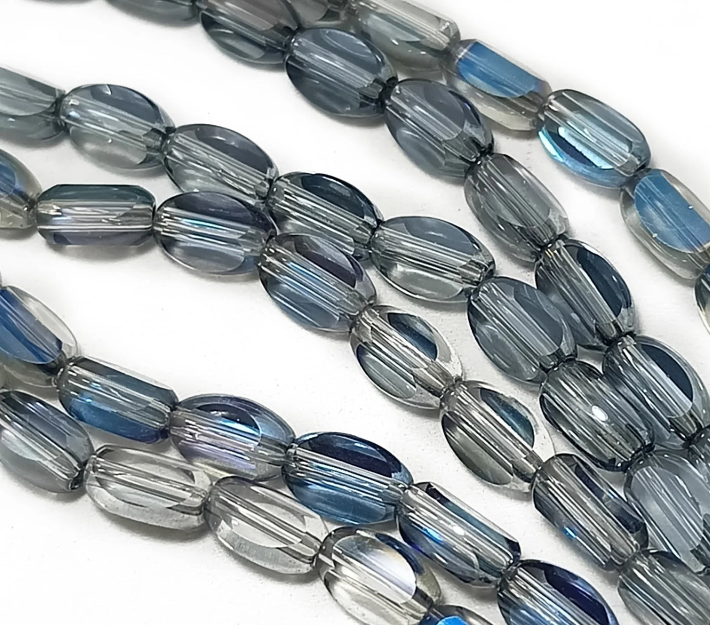 Light Gray & Blue Oval Designer Crystal Beads