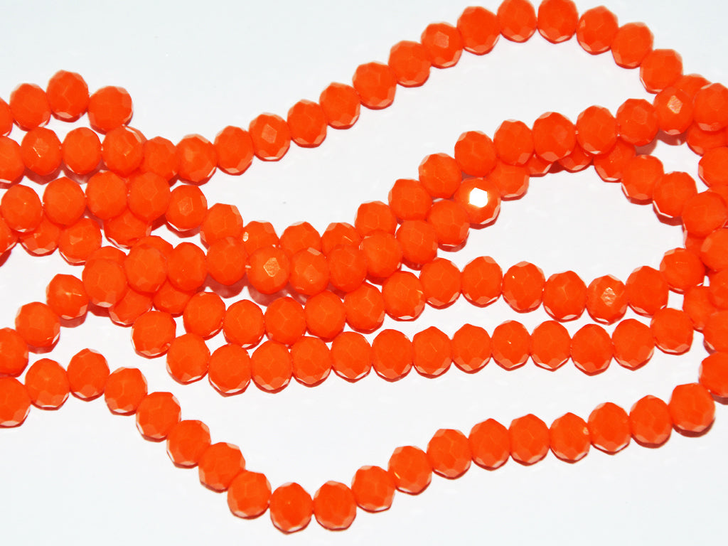 Orange Opaque Faceted Rondelle / Tyre Crystal Beads