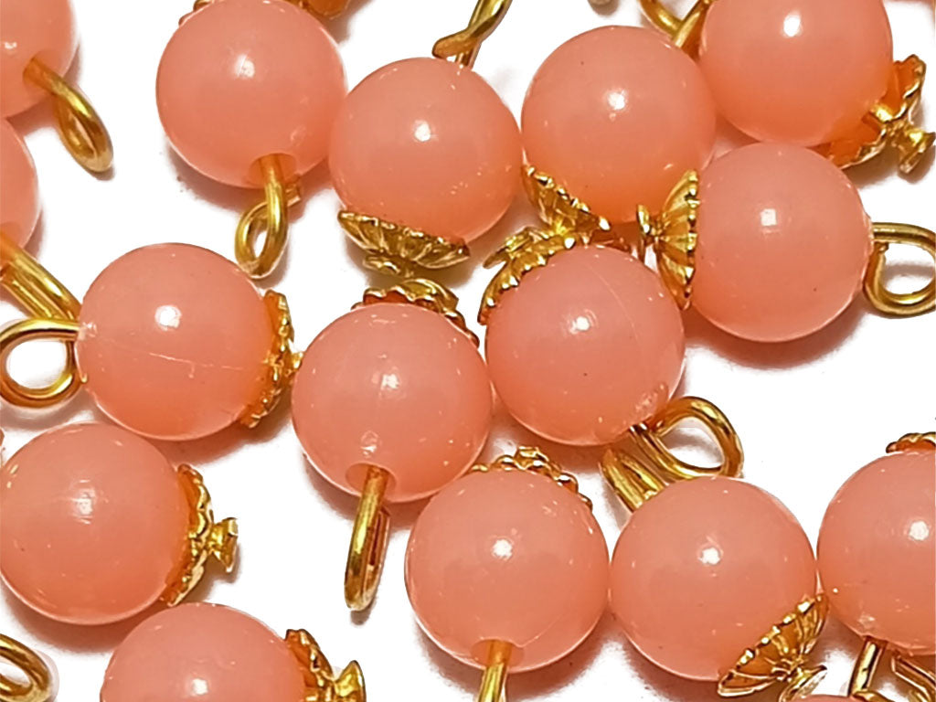 Matte "Peach" Spherical Loreal Glass Beads