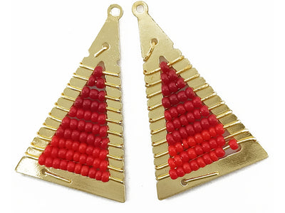 Red & Orange Triangle Metal Frame Beads