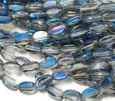 Light Gray & Blue Oval Designer Crystal Beads