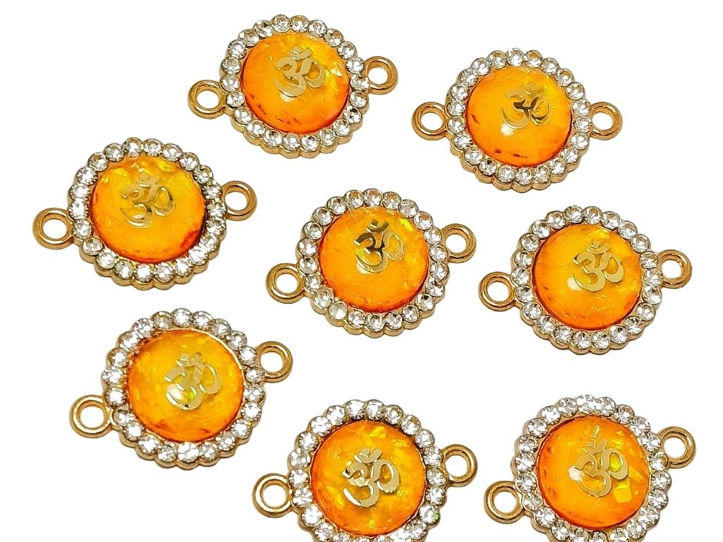Yellow Om Design Metal Charms with Holes