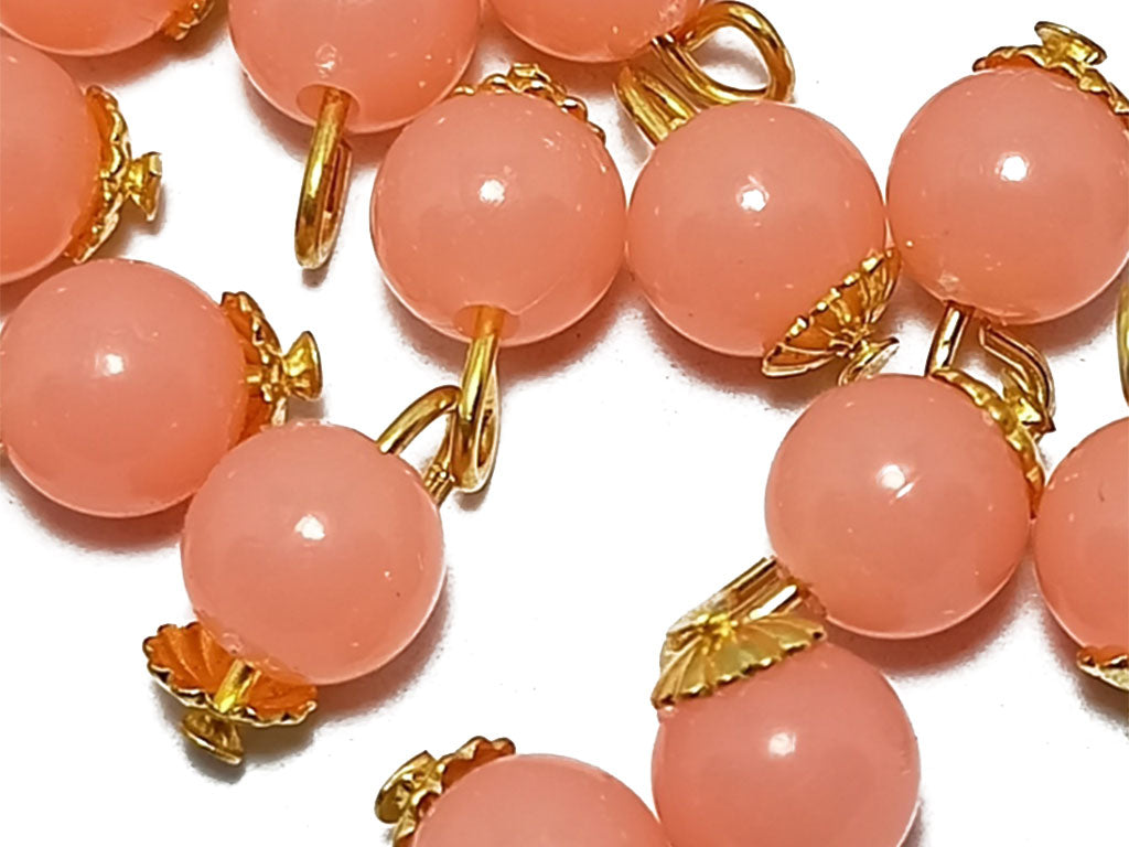 Matte "Peach" Spherical Loreal Glass Beads