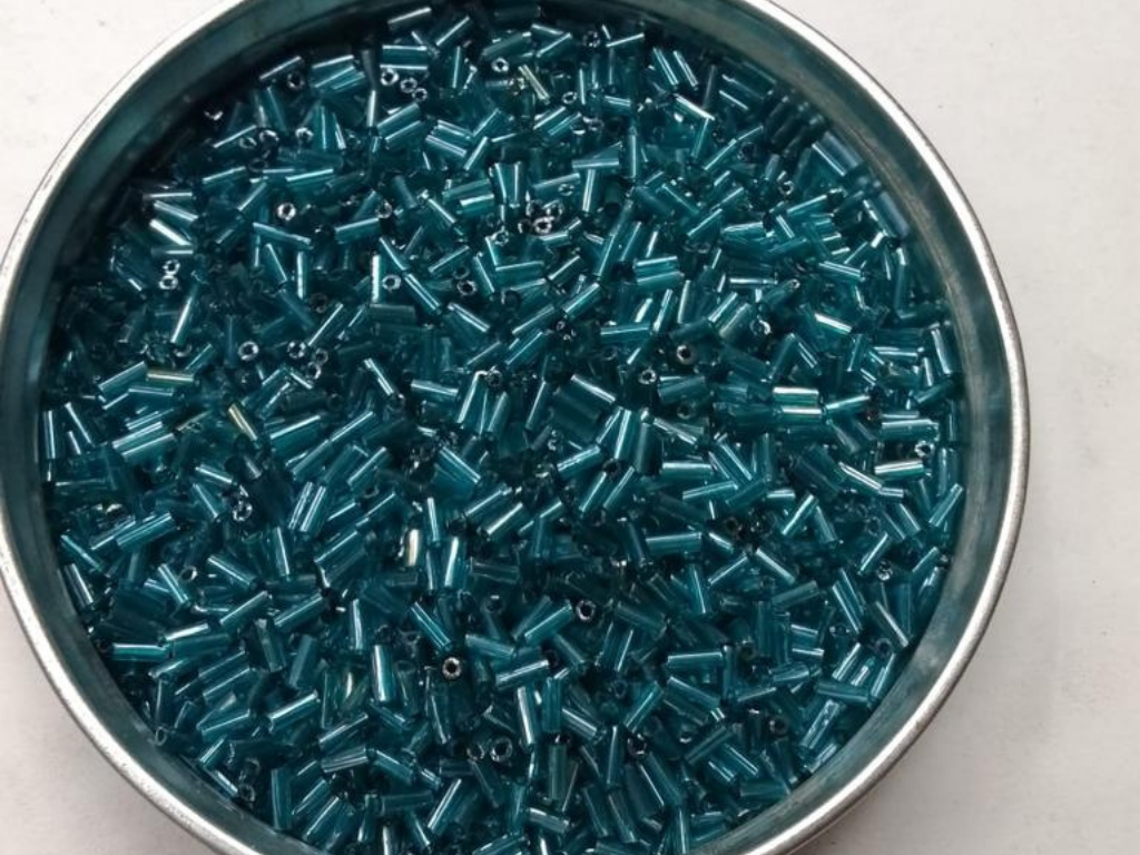 Teal Blue Pipe Glass Seed Beads- 4.5 mm