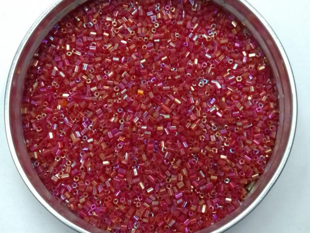 Red Rainbow 2 Cut Glass Seed Beads- 2 mm