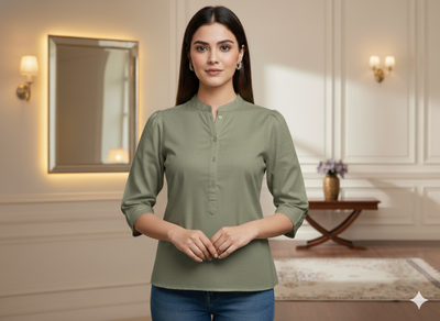 मिंट ग्रीन प्लेन ग्लेज्ड कॉटन फ़ैब्रिक (थोक)