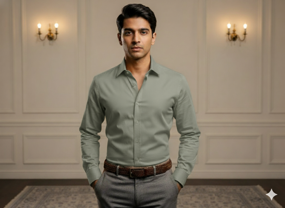 मिंट ग्रीन सादा ग्लेज्ड कॉटन फ़ैब्रिक