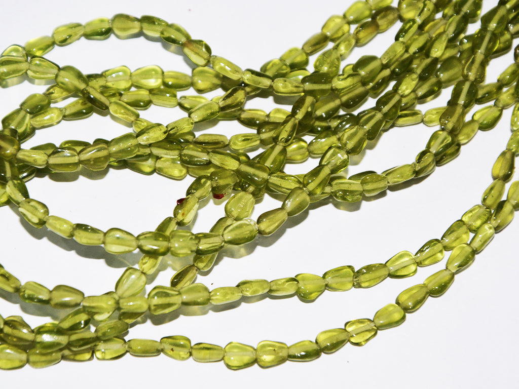 Olive Green Pressed Glass Beads