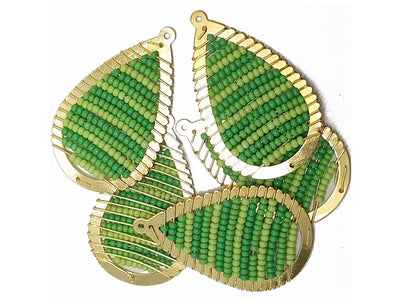 Green Drop Metal Frame Beads