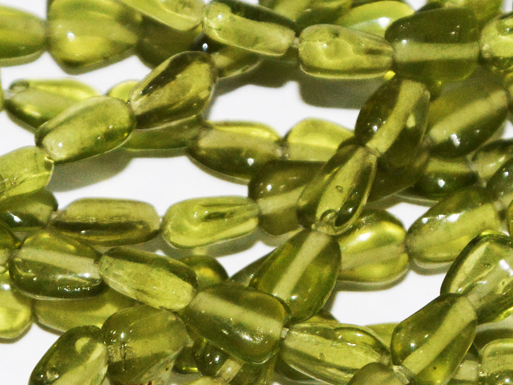 Olive Green Pressed Glass Beads