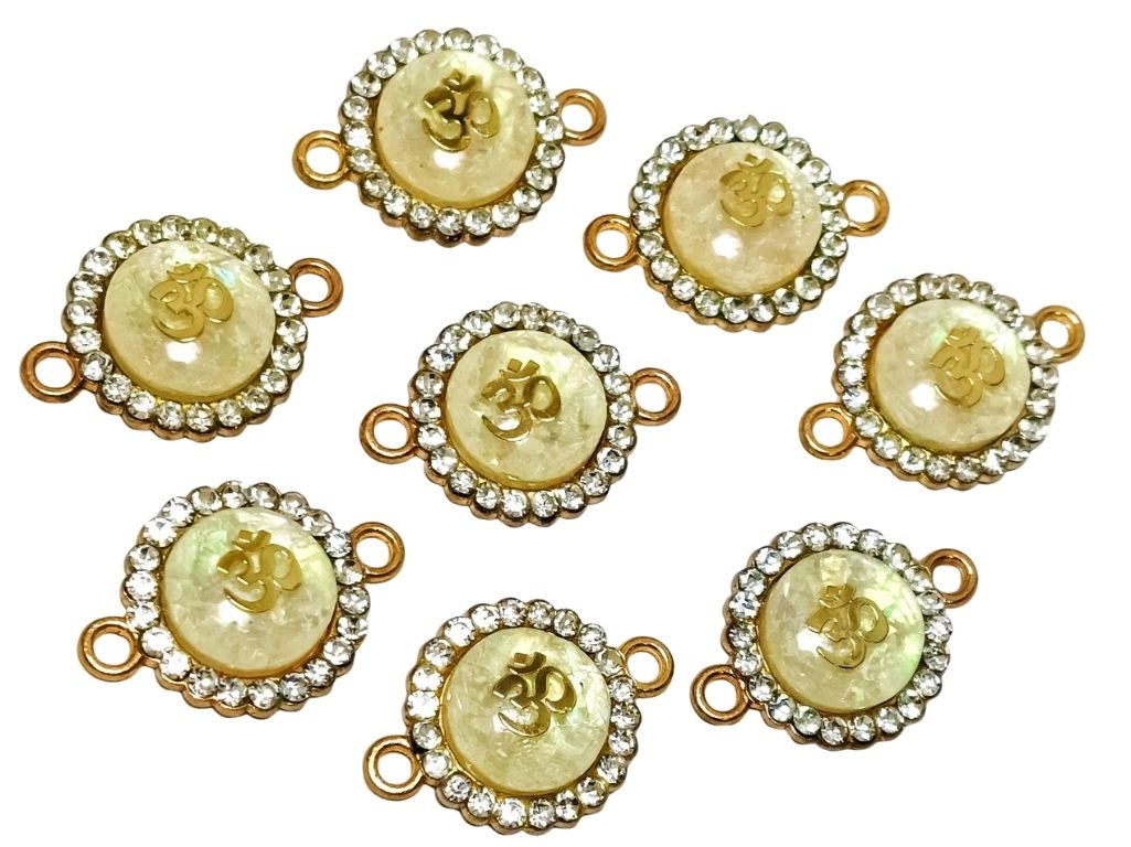 Light Yellow Om Design Metal Charms with Holes