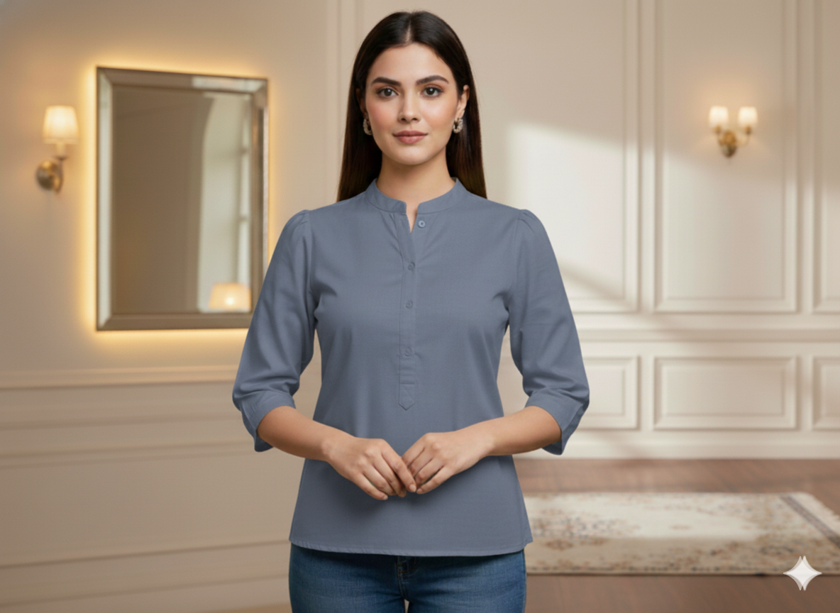 स्लेट ग्रे प्लेन ग्लेज्ड कॉटन फ़ैब्रिक (थोक)