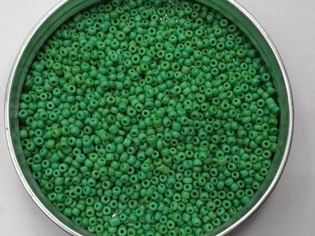 Green Opaque Round Rocaille Glass Seed Beads- 2 mm