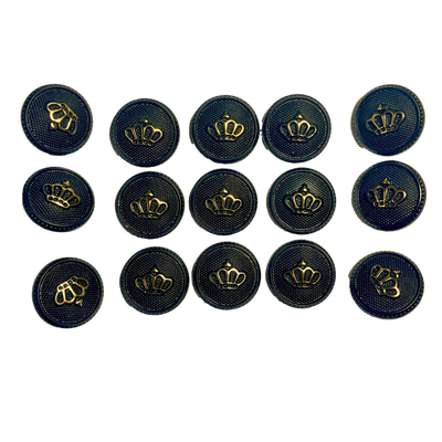 Black & Golden King’s & Queen’s Favourite Crown Design Round Shank Plastic Button Black and Golden Colour for Coat, Suit, Blazer, Sherwani, Nehru Jacket and for all Types of Clothes