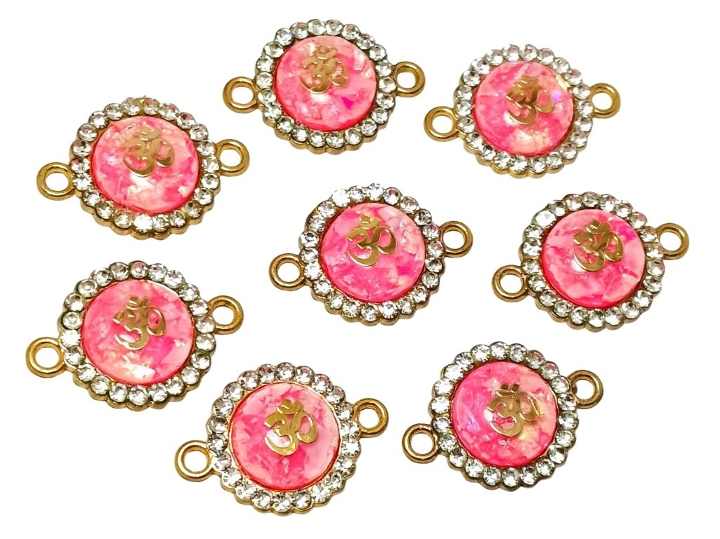 Baby Pink Om Design Metal Charms with Holes