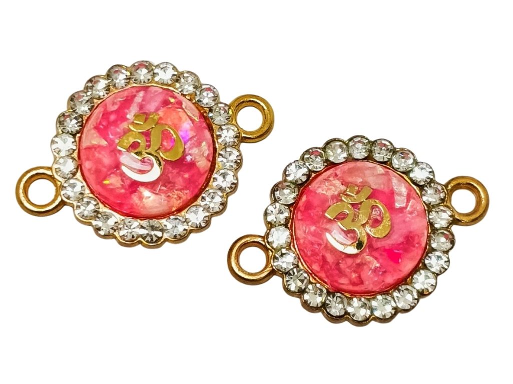 Baby Pink Om Design Metal Charms with Holes