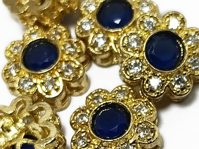 Blue & Golden Flower Shaped Kundan Stones