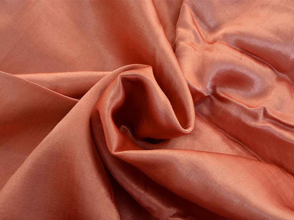 Salmon Plain Pure Viscose Gaji Silk Fabric (Wholesale)
