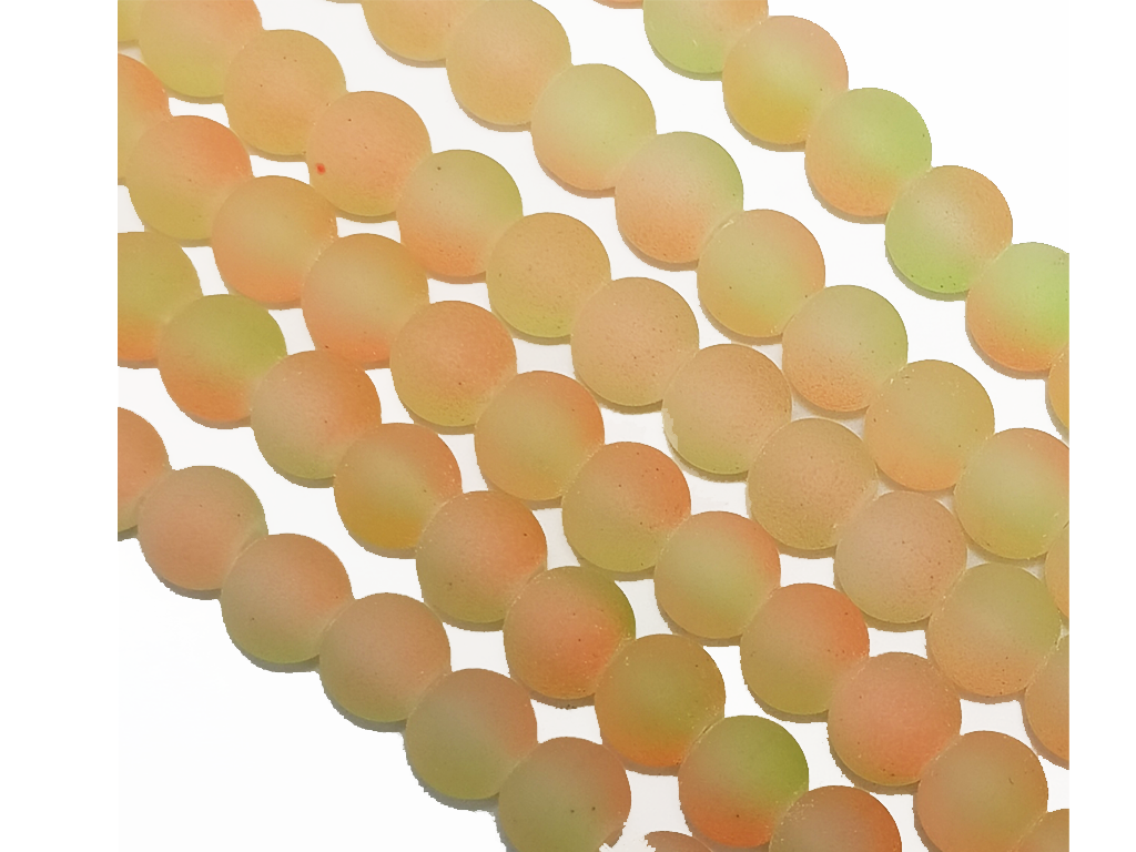 Orange & Green Frosted Dual Tone Glass Beads