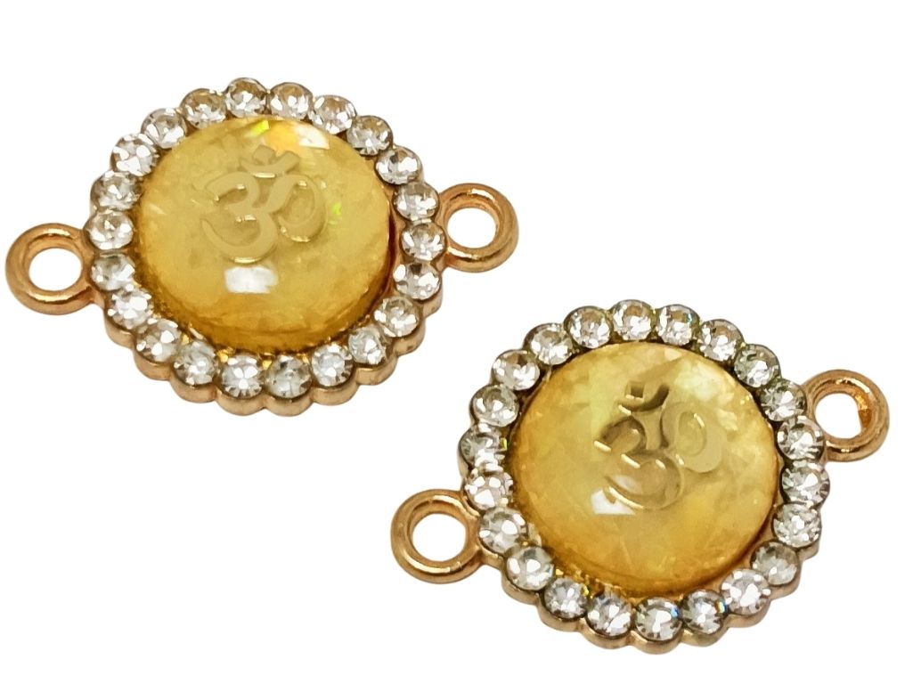 Golden & Yellow Om Design Metal Charms with Holes