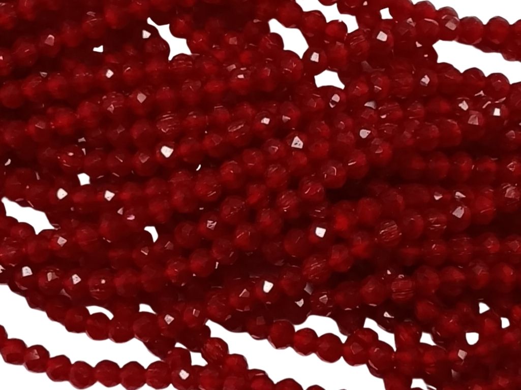 Blood Red Opaque Rondelle / Tyre Shaped Hydro Crystal Glass Beads