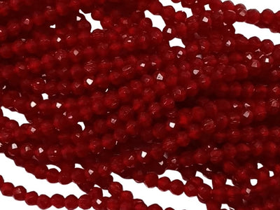 Blood Red Opaque Rondelle / Tyre Shaped Hydro Crystal Glass Beads