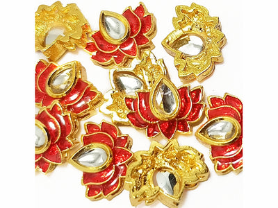 Red Lotus Meena Kundan Stones