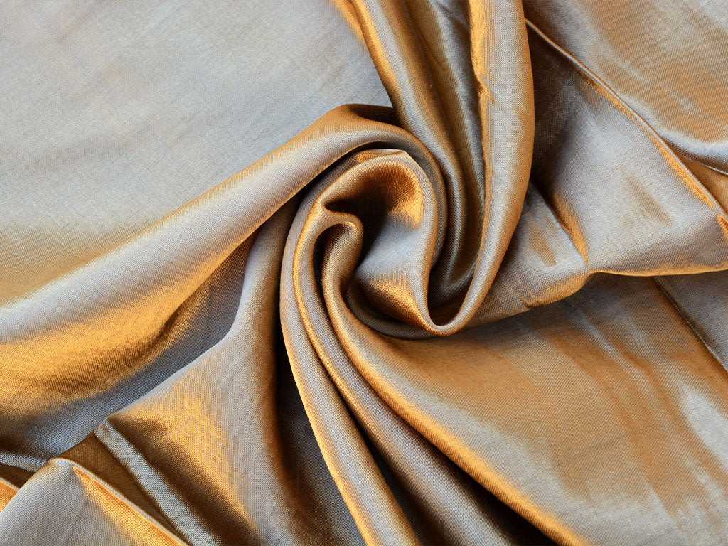 Golden Brown Plain Pure Viscose Gaji Silk Fabric (Wholesale)