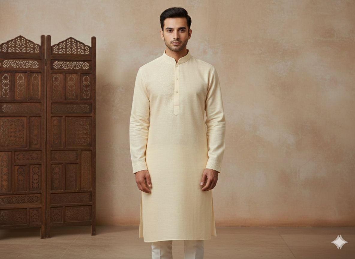 क्रीम कॉटन लिनन कपड़ा