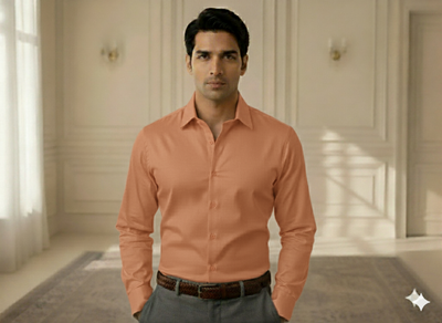 पीच प्लेन ग्लेज्ड कॉटन फ़ैब्रिक