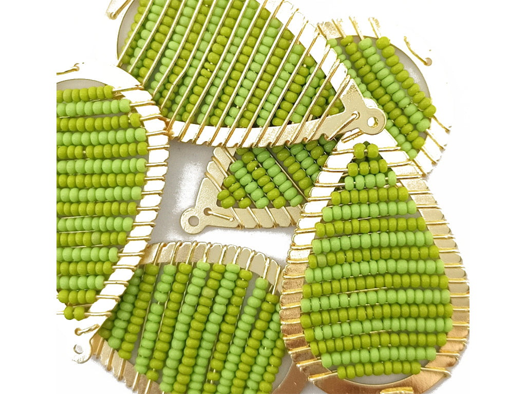 Green Drop Metal Frame Beads