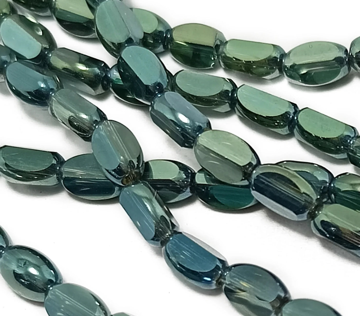 Dark Green Oval Designer Crystal Beads