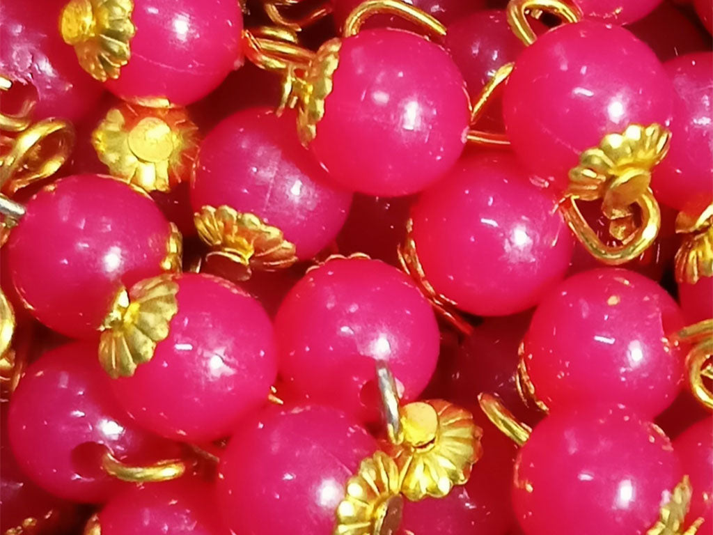 Matte Bright Pink Spherical Loreal Glass Beads