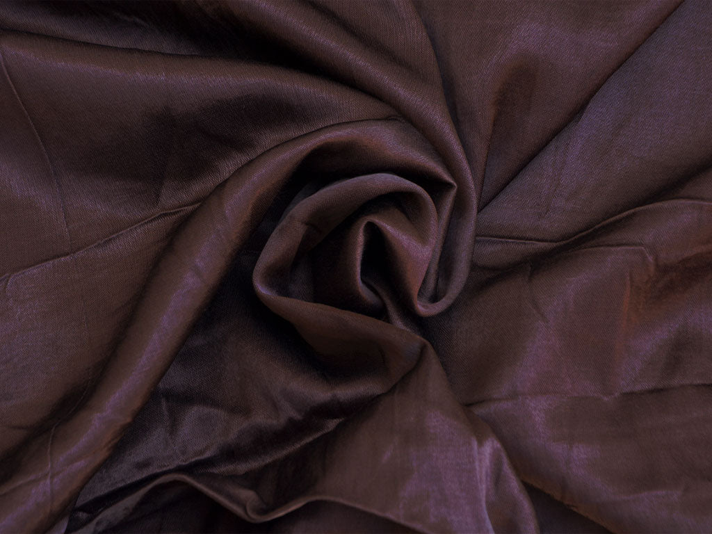 Dark Brown Plain Pure Viscose Gaji Silk Fabric (Wholesale)