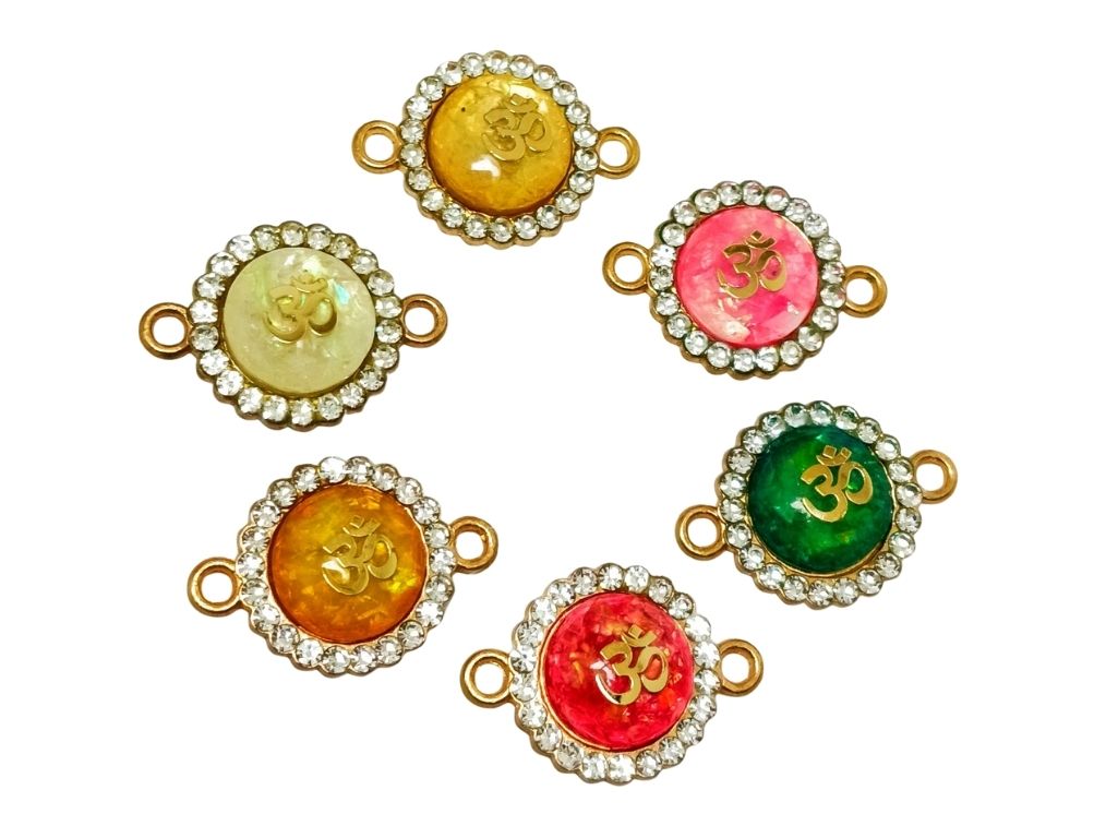 Assorted Om Design Metal Charms with Holes
