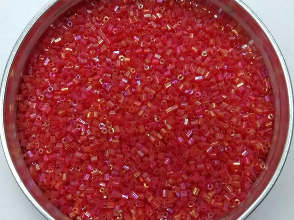 Bright Red Rainbow Red 2 Cut Glass Seed Beads- 2 mm