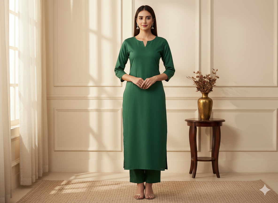 शमरॉक ग्रीन प्लेन ग्लेज्ड कॉटन फ़ैब्रिक