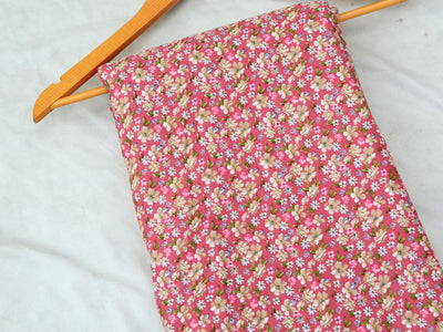 Pink Multicolor Floral Digital Printed Premium Butter Crepe Fabric