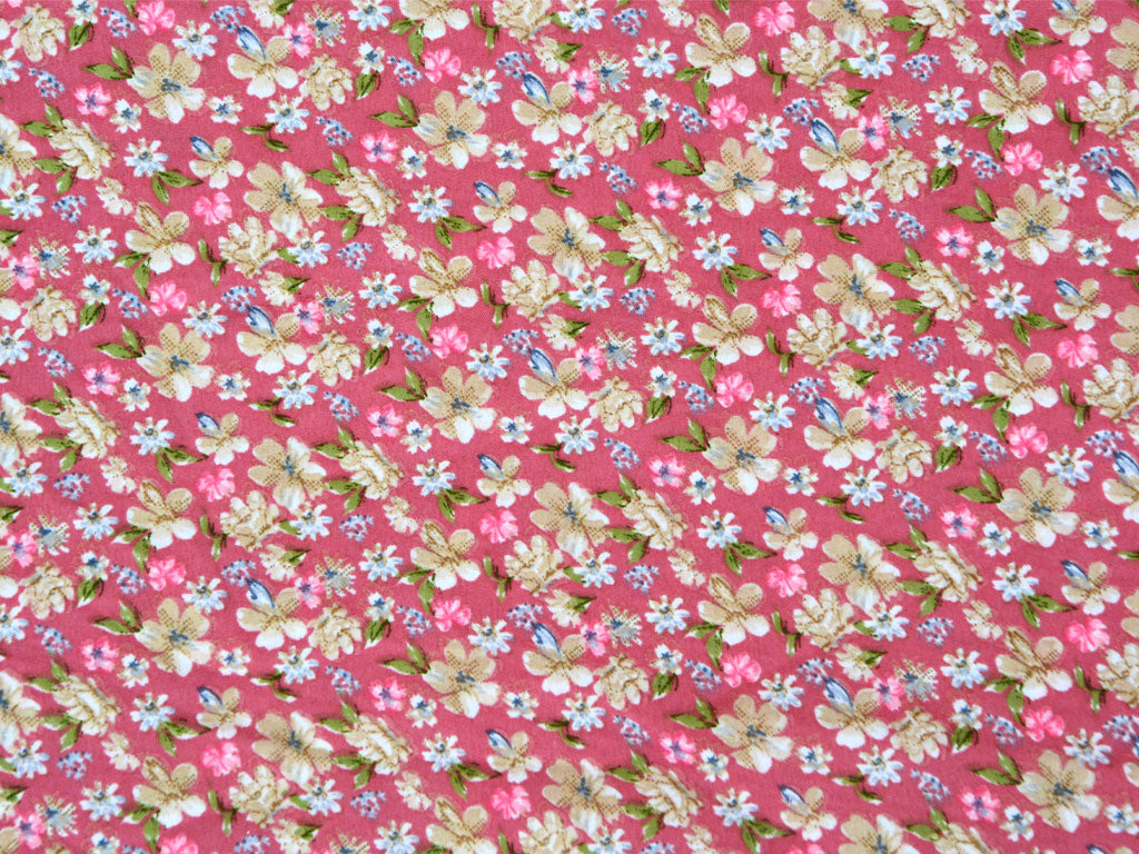 Pink Multicolor Floral Digital Printed Premium Butter Crepe Fabric
