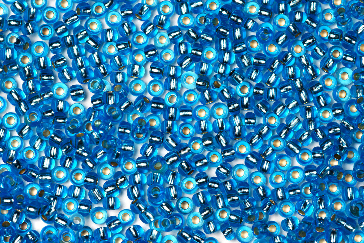 Cerulean Blue Preciosa Silverline Seeds Beads