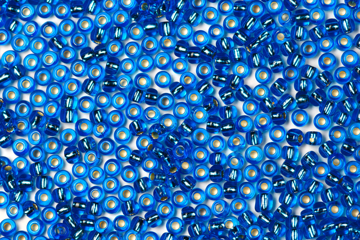 Azure Blue Preciosa Silverline Seeds Beads