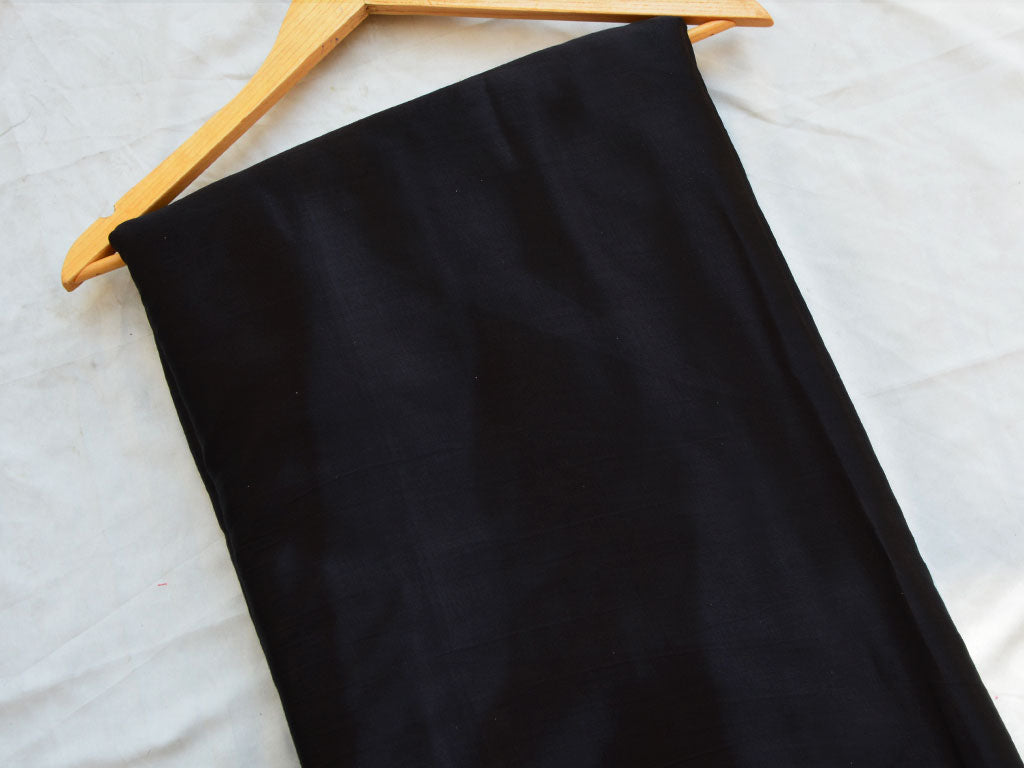 Black Plain Pure Viscose Gaji Silk Fabric (Wholesale)