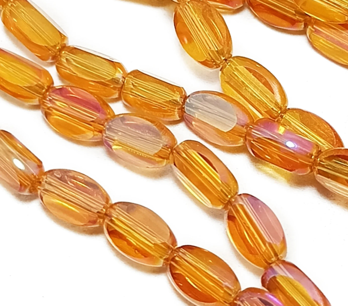 Orange & Light Pink Oval Designer Crystal Beads