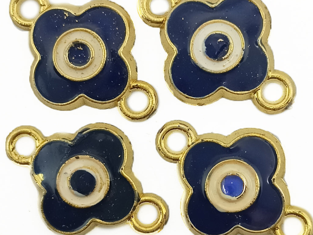 Dark Blue & Golden Flower Plastic Charms