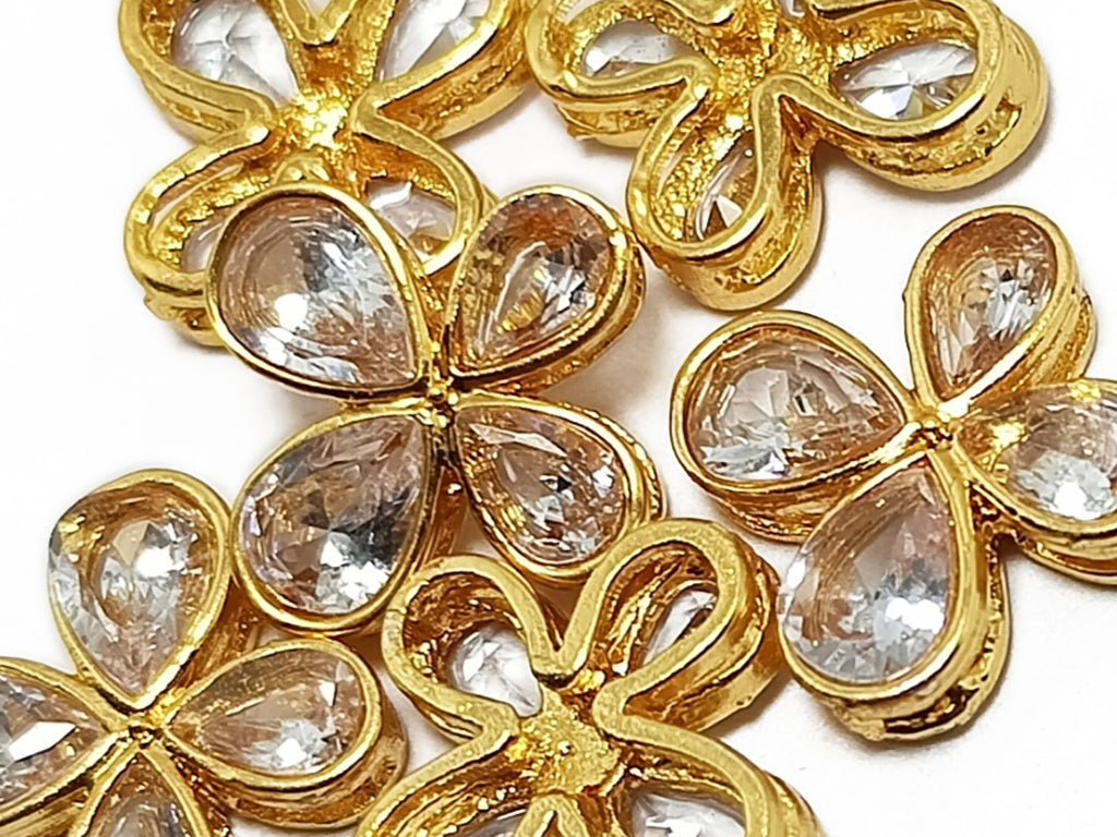 Yellow & Golden Flower Shaped Kundan Stones