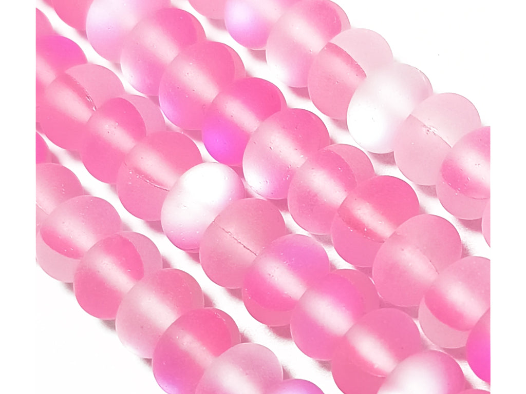 Pink Rondelle Natural Aura Glass Beads